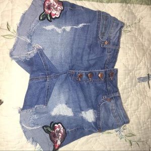 Ripped jean shorts